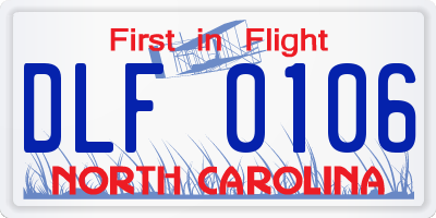 NC license plate DLF0106