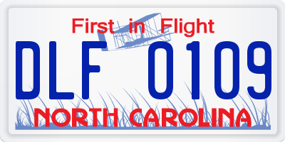 NC license plate DLF0109