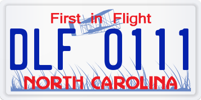 NC license plate DLF0111