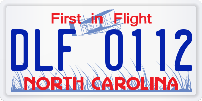 NC license plate DLF0112