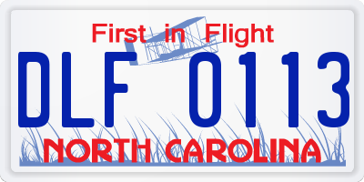 NC license plate DLF0113