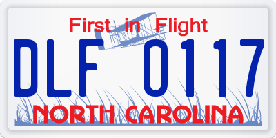 NC license plate DLF0117