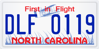 NC license plate DLF0119