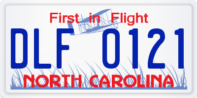 NC license plate DLF0121