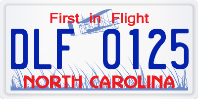 NC license plate DLF0125