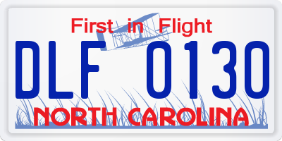 NC license plate DLF0130