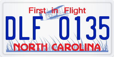 NC license plate DLF0135