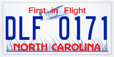 NC license plate DLF0171