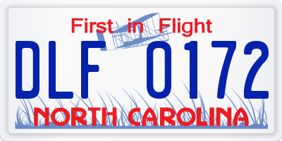NC license plate DLF0172