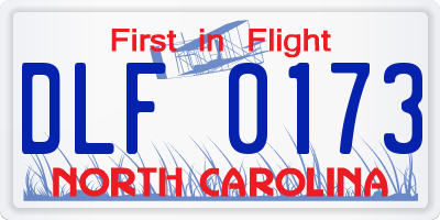 NC license plate DLF0173