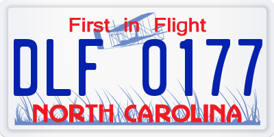 NC license plate DLF0177