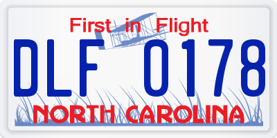 NC license plate DLF0178