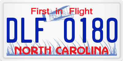 NC license plate DLF0180