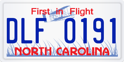 NC license plate DLF0191