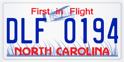 NC license plate DLF0194