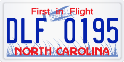 NC license plate DLF0195