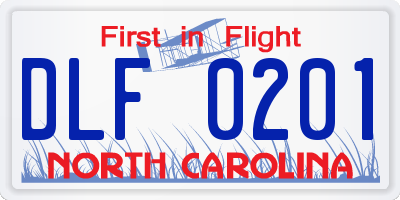NC license plate DLF0201