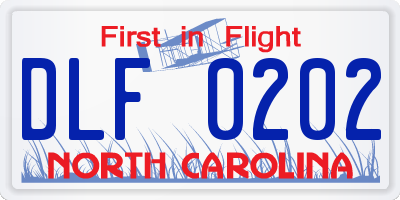 NC license plate DLF0202