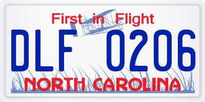 NC license plate DLF0206