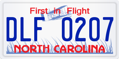 NC license plate DLF0207