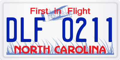 NC license plate DLF0211