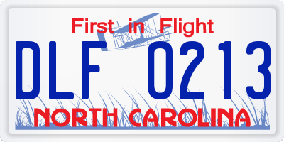 NC license plate DLF0213