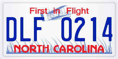 NC license plate DLF0214