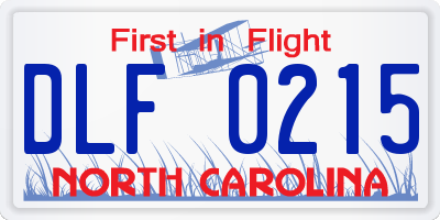 NC license plate DLF0215