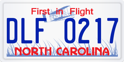 NC license plate DLF0217
