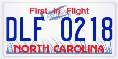 NC license plate DLF0218