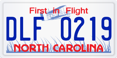 NC license plate DLF0219