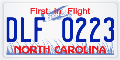 NC license plate DLF0223