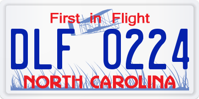 NC license plate DLF0224