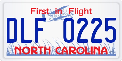 NC license plate DLF0225