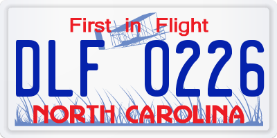 NC license plate DLF0226
