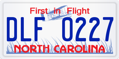 NC license plate DLF0227