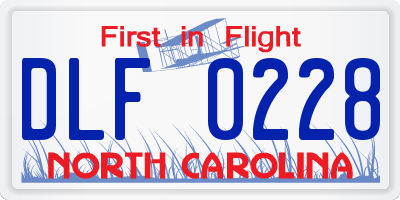 NC license plate DLF0228