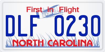 NC license plate DLF0230