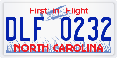 NC license plate DLF0232