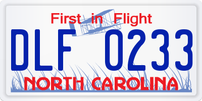 NC license plate DLF0233