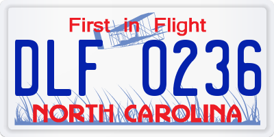 NC license plate DLF0236
