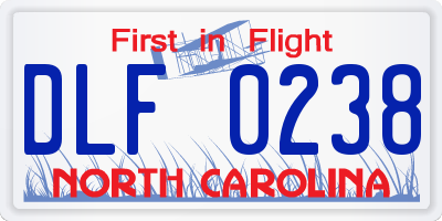 NC license plate DLF0238