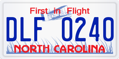 NC license plate DLF0240