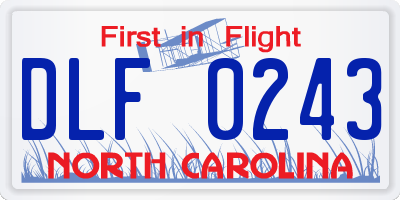 NC license plate DLF0243