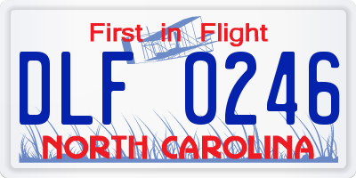 NC license plate DLF0246