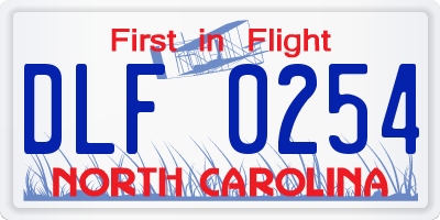 NC license plate DLF0254
