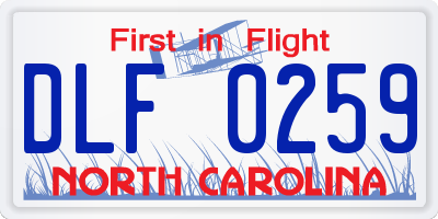 NC license plate DLF0259