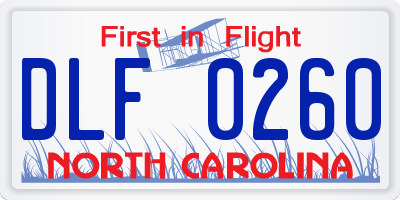 NC license plate DLF0260