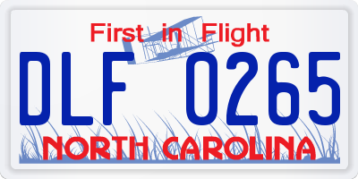 NC license plate DLF0265