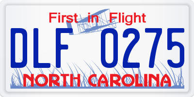 NC license plate DLF0275